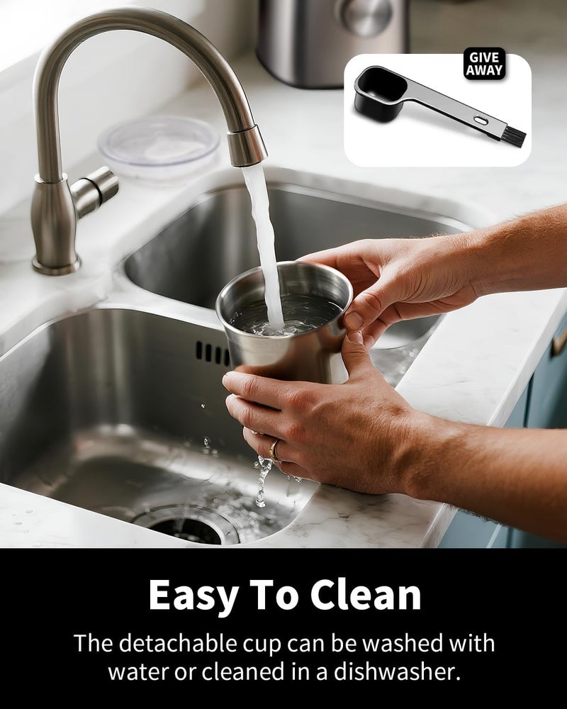 SHARDOR Electric Blade Coffee Grinder, Timed Grind Control Rotary Knob, All-stainless steel shell,Adjustable,for Coffee Beans, Spices & Herbs, with 1 Removable Stainless Steel Bowl,Sliver - Image 4